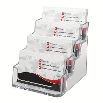 1pc Transparent Business Card Case, Vertical Style With 4 Layers And 4 Grids, Each Layer Can Hold About 50 Regular Business Cards, Suitable For Placing On The Counter Or Desktop