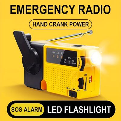 Portable Mini Gift Hand Crank Emergency Radio Am/fm/noaa Weather Band With Led Flashlight, Siren, Recharged/dry Battery Dual Mode