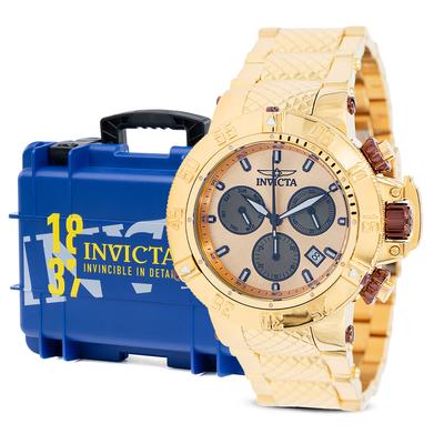 Invicta Subaqua Men's Bundle - 50mm Gold with Invicta 8-Slot Impact Watch Case Blue (B-40450-DC8-1837BU)