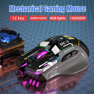Gaming Mouse, Wired Mouse Pc Gaming Mice With 12 Rgb Backlit, High-precision 12800 Dpi Adjustable, 10 Programmable Buttons, Ergonomic Computer Usb Gamer Mouse For Windows Laptop (black)