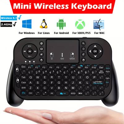 Wireless 5.1+2.4g Dual Mode, Mini Wireless Keyboard With Handle Design, More Comfortable To Hold, Compatible With Smart Tv, Tv Box, Laptop, Pc, Projector, Ps3