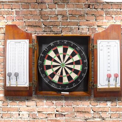 Trademark Games TGT Beveled Wood Dart Cabinet w/ Pro Style Board & Darts in Black/Brown/Gray | 24.75 H x 21.5 W x 3.5 D in | Wayfair 15-91008