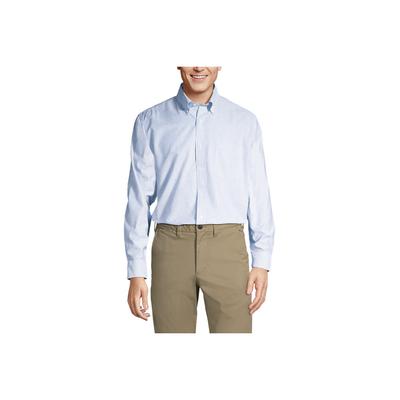 Men's Tailored Fit Pattern Supima No Iron Oxford Dress Shirt - Lands' End - Blue - 16H32