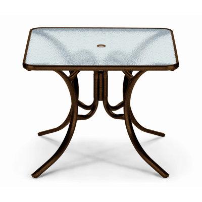 Red Barrel Studio® Hoffert Top Dining Height Table Glass/Metal in Brown | 28 H x 36 W x 36 D in | Outdoor Dining | Wayfair