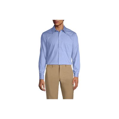 Men's Tailored Fit Supima No Iron Pinpoint Straight Collar Dress Shirt - Lands' End - Blue - 15H34