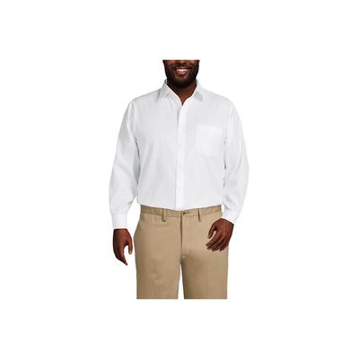 Men's Big and Tall Traditional Fit Solid No Iron Supima Pinpoint Straight Collar Dress Shirt - Lands' End - White - 18 34