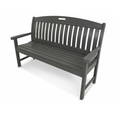 POLYWOOD® Nautical Plastic Garden Bench Plastic in Gray, Size 37.5 H x 51.75 W x 25.0 D in | Wayfair NB48GY