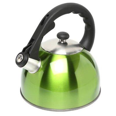 Creative Home 2.8 Qt. Stainless Steel Stovetop Whistling Tea Kettle w/ Aluminum Capsulated Bottom Stainless Steel in Green/Yellow | Wayfair 77006