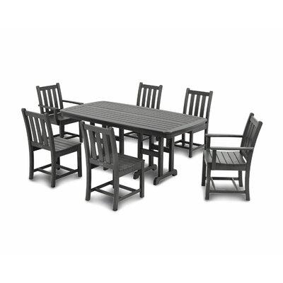 POLYWOOD® Traditional Garden 7-Piece Outdoor Dining Set Plastic in Gray | Wayfair PWS133-1-GY