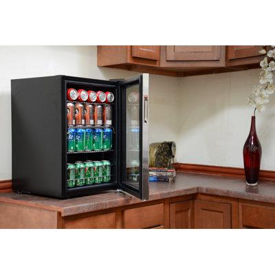 Newair 90 Can Freestanding Beverage Fridge in Stainless Steel, Compact w/ Adjustable Shelves Glass | 24.75 H x 18.5 W x 17 D in | Wayfair AB-850