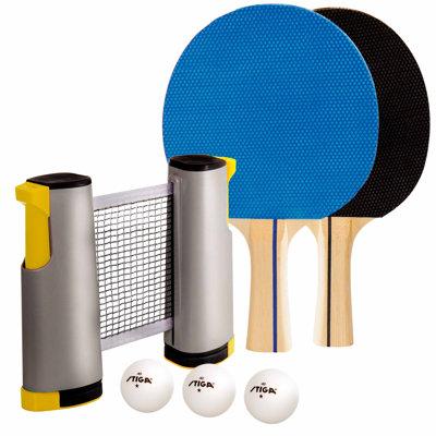 STIGA Anywhere Retractable Net Set - Includes 2 Paddles + 3 Ping Pong Balls | 2 H x 6 W in | Wayfair T1372