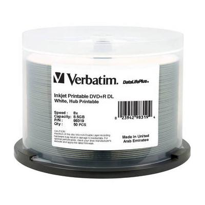 Verbatim 8.5GB DVD+R DL 8x DataLifePlus Inkjet Printable 50-Pack Spindle 98319
