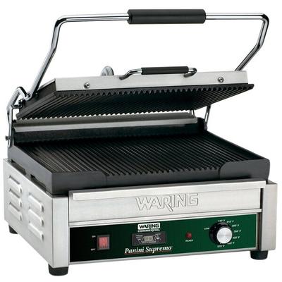 Waring WPG250T Panini Supremo Grooved Top & Bottom Panini Sandwich Grill with Timer - 14 1 2  x 11  Cooking Surface - 120V, 1800W