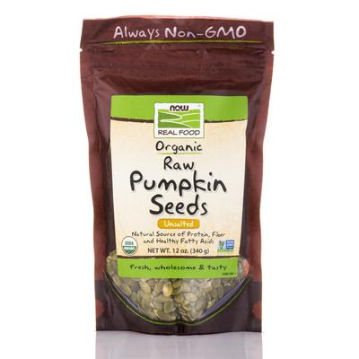 NOW Snacks - NOW Real Food - Organic Pumpkin Seeds, Raw, Unsalted -