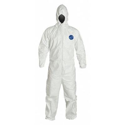 DUPONT TY127SWH2X002500 Hooded Disposable Coveralls, 2XL, 25 , White, High