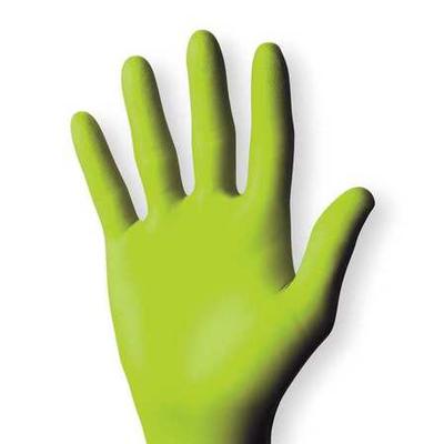 SHOWA 7705PFTXL Disposable Gloves, Nitrile, Powder Free Fluorescent Green, XL,