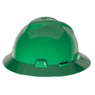 MSA 475370 Full Brim Hard Hat, Type 1, Class E, Ratchet (4-Point), Green