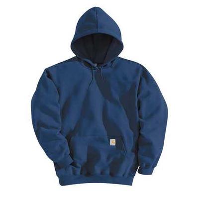 CARHARTT K121-472 XLG REG Hooded Sweatshirt, Navy, 50 Cotton/50 PET, XL