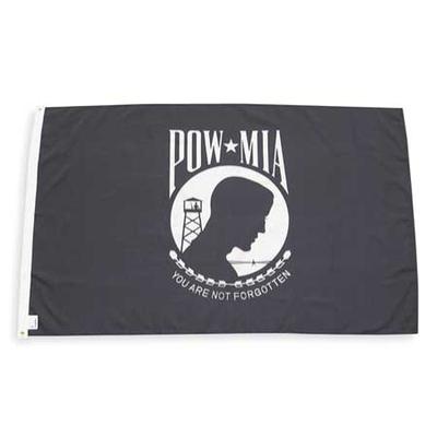 NYLGLO 377991 Pow Mia Flag,3x5 Ft,Nylon, You are not forgotten, Black