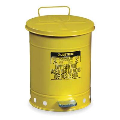 JUSTRITE 09501 Oily Waste Can,14 Gal.,Steel,Yellow