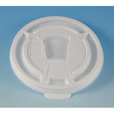 ZORO SELECT DT8 Lid for 8 to 10 oz. Hot Cup, Flat, Lock Back Tear Tab, White,