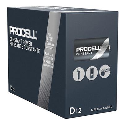DURACELL PC1300 Procell Constant D Alkaline Battery, 1.5V DC, 12 Pack