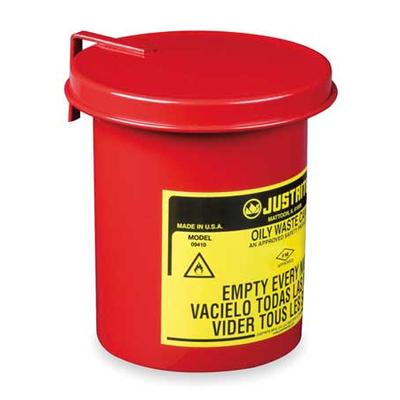 JUSTRITE 09410 Countertop Oily Waste Can,1/2 Gal.,Steel