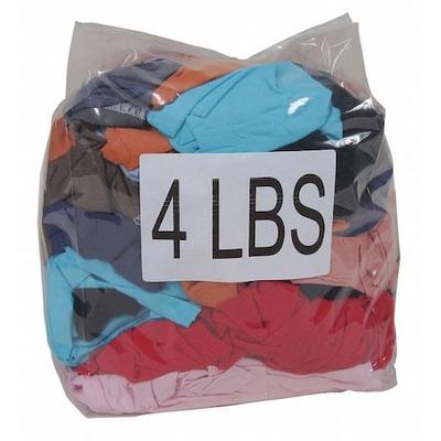 ZORO SELECT G342004BG Recycled Cotton T-shirt Cloth Rags, 4 lb. Bag, Sizes