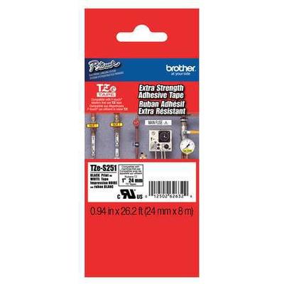 BROTHER TZeS251 Adhesive TZ Tape (R) Cartridge 15/16"x26-1/5ft., Black/White