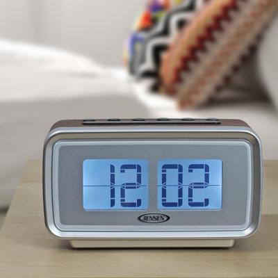Jensen AM/FM Dual Alarm Clock Plastic/Acrylic in Brown, Size 3.2 H x 5.5 W x 2.6 D in | Wayfair JCR-232