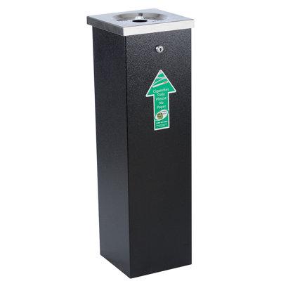 No Butts Bin Co. Flat Top Tower Outdoor Ashtray in Gray Black, Size 29.0 H x 8.0 W x 8.0 D in | Wayfair FLT04