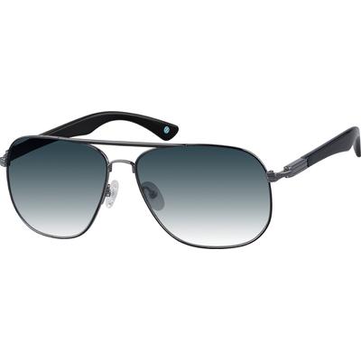 Zenni Men's Aviator Rx Sunglasses Black Stainless Steel Full Rim Frame
