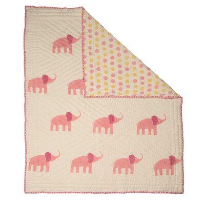 Naaya by Moonlight Elephant Quilt 100% Cotton in Pink, Size 50.0 H x 38.0 W x 0.5 D in | Wayfair PE-QU-OE1114