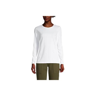 Women's Petite Relaxed Supima Cotton Long Sleeve Crewneck T-Shirt - Lands' End - White - M
