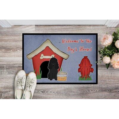 Winston Porter Christerpher Dog House Poodle Non-Slip Outdoor Door Mat Rubber in Red/Orange/Indigo | 18 W x 27 D in | Wayfair