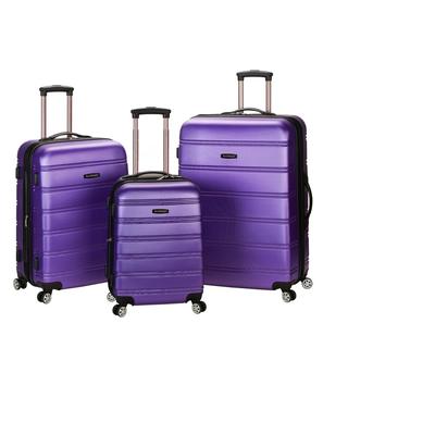 Rockland Melbourne 3pc Expandable ABS Hardside Carry On Spinner Luggage Set - Purple
