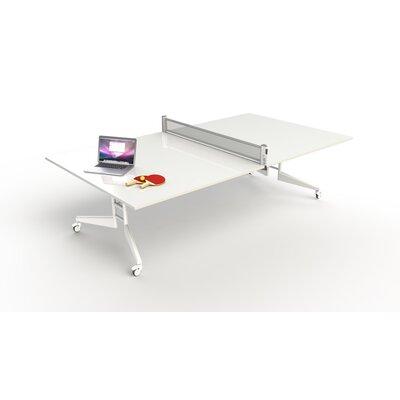 Scale 1:1 Nomad Regulation Size Foldable Indoor Conference Table Tennis Table w/ Paddles & Balls (25mm Thick) Wood/Steel Legs/Metal in White Wayfair
