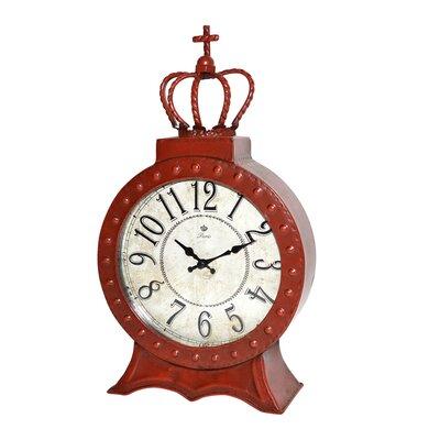 Jeco Inc. Traditional Analog Metal Tabletop Clock Metal in Red | 13.75 H x 8 W x 2.75 D in | Wayfair HD-C018