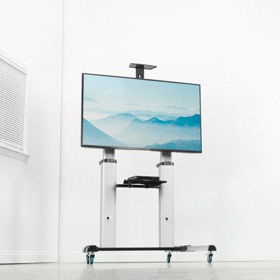 Vivo Silver Mobile TV Cart Metal in Black/Gray, Size 94.0 H x 45.0 W in | Wayfair STAND-TV22S