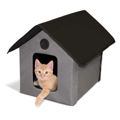 K&H Manufacturing Heated Outdoor Cat House Mesh Fabric in Gray/Black, Size 17.0 H x 18.0 W x 22.0 D in | Wayfair 100213440