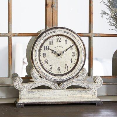 Ophelia & Co. Traditional Analog Wood Quartz Tabletop Clock in White Wood in Brown/White, Size 15.0 H x 4.0 W x 16.0 D in | Wayfair