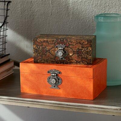 Red Barrel Studio® 2 Piece Jewelry Box Wood in Brown, Size 4.0 H x 6.0 W x 10.0 D in | Wayfair BBMT3520 40292589
