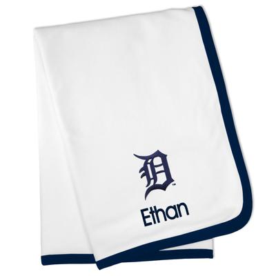 White Detroit Tigers Personalized Baby Blanket
