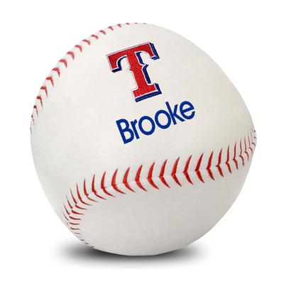 White Texas Rangers Personalized Plush Baby Baseball
