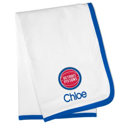 White Detroit Pistons Personalized Baby Blanket