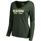 Women's Fanatics Branded Green UAB Blazers Team Strong Long Sleeve V-Neck T-Shirt