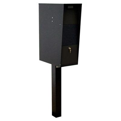 Qualarc Vacation Locking Mailbox w/ Post Included Steel in Black/Gray, Size 55.0 H x 10.5 W x 19.5 D in | Wayfair WF-VACMB-PST