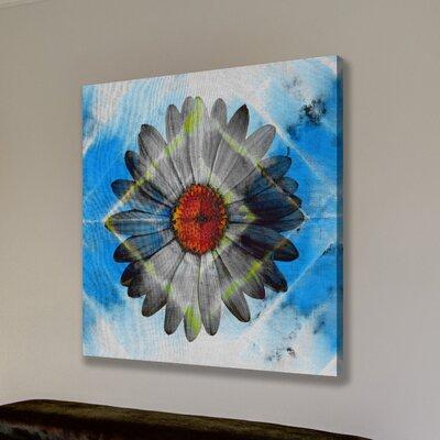 'Lighted Daisy' by Parvez Taj Painting Print on Wrapped Canvas in Blue/Gray/Orange | 48 H x 48 W in | Wayfair PTFEB-326-C-48