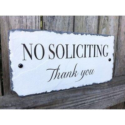Sassy Squirrel Ink No Soliciting Sign in White | 6 H x 12 W x 0.25 D in | Wayfair 5355925225162