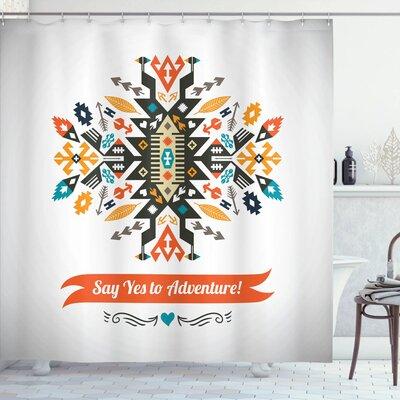 East Urban Home Tribal Ethnic Design & Quote Shower Curtain + Hooks Polyester | 84 H x 69 W in | Wayfair EABN1113 39404073